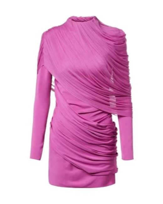 Christopher Esber Pink Veil Draped Caped Minidress