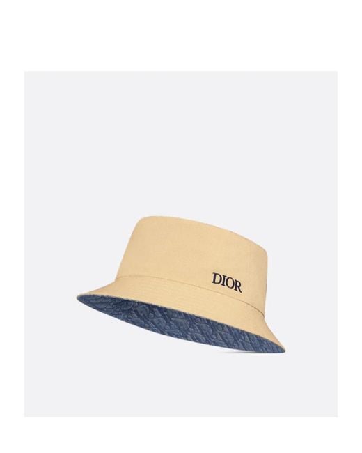 Dior Natural Homme Logo Embroidered Reversible Bucket Hat for men