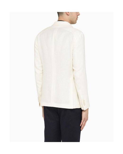 Tagliatore White Herringbone-Pattern Blazer for men