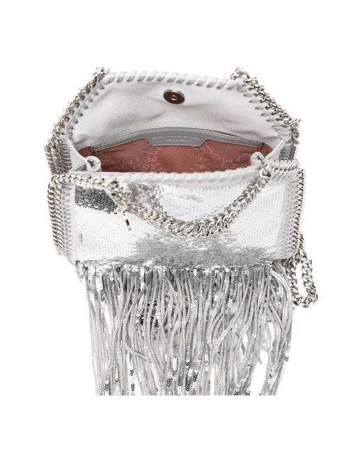 Stella McCartney Gray Mini Falabella Fringed Tote Bag