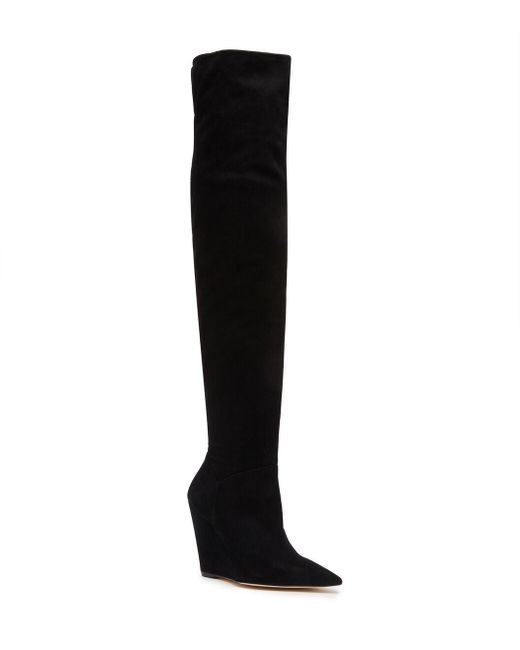 Stuart Weitzman Black Over-The-Knee Pointed Toe Boots