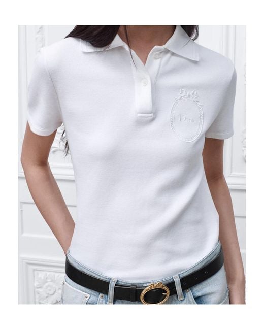 Dior White Médaillon Embroidered Polo Shirt