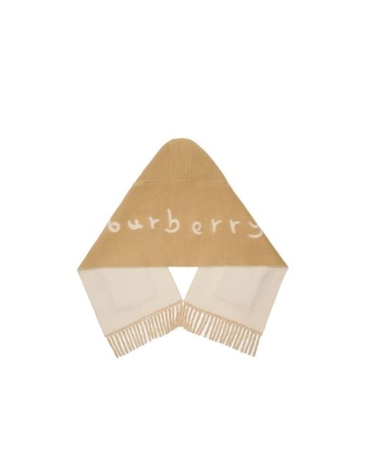 Burberry White Hood Detailed Fringed Scarf