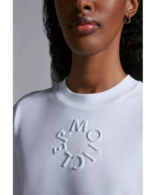 Moncler White Embossed Logo T-Shirt