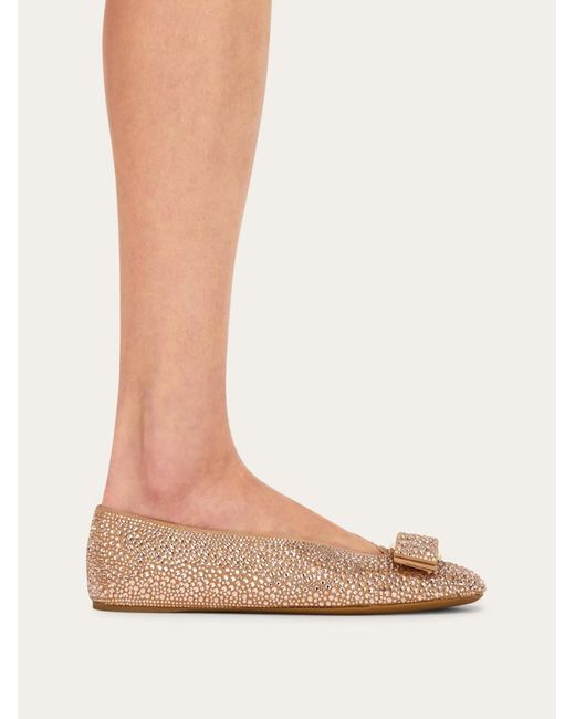 Ferragamo Natural Vara Bow Ballet Flats