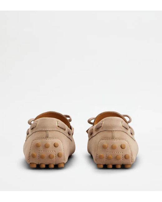 Tod's Brown Bow Detail Driving Flat Shoes