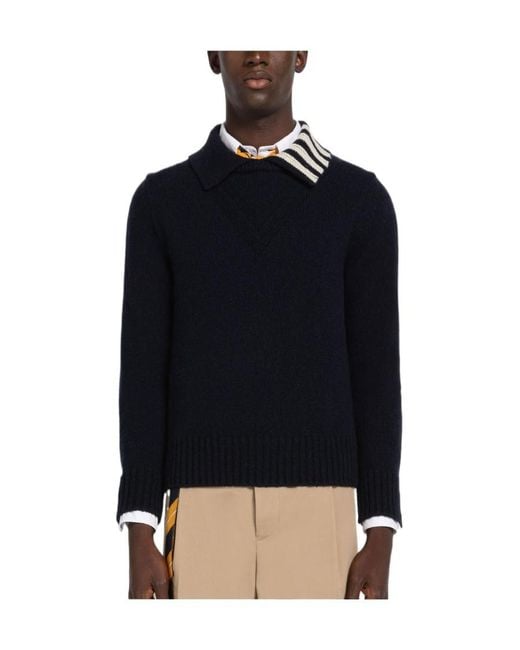 Thom Browne Blue Bar Striped Jumper for men