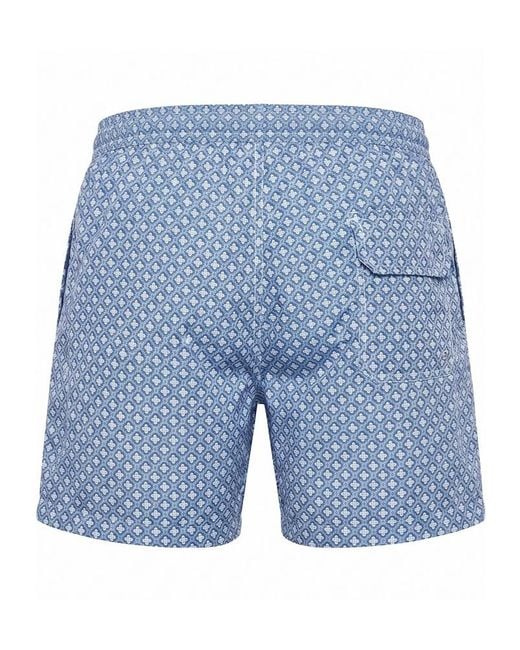 Fedeli Blue Drawstring Swim Trunks for men