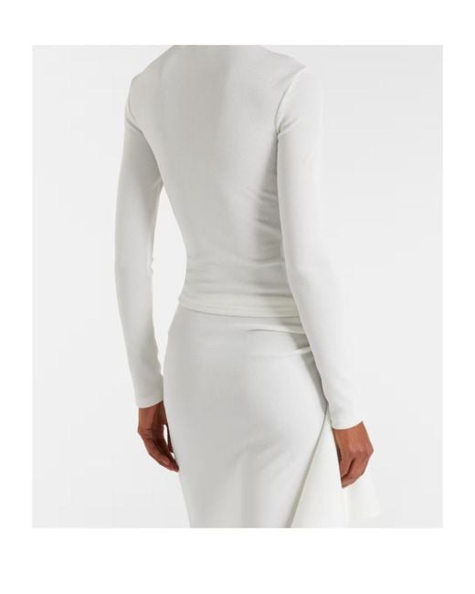 Christopher Esber White Cutout Ribbed-Knit Jersey Top