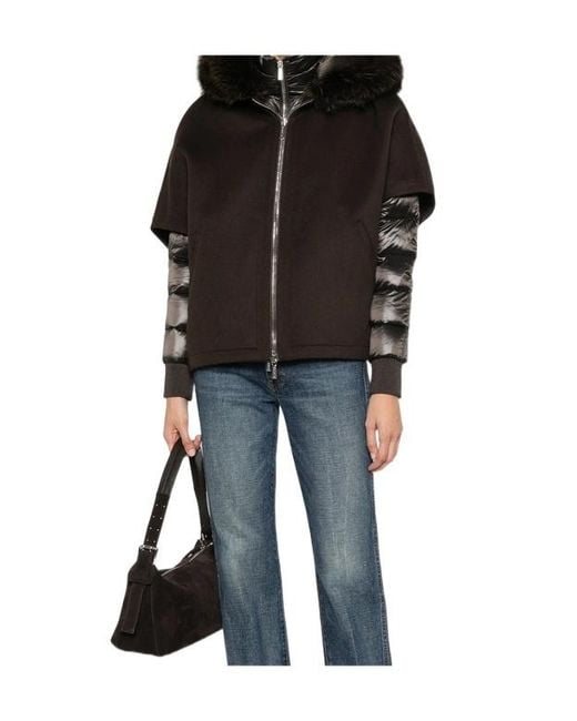 Moorer Black Long-Sleeve Casual Jacket