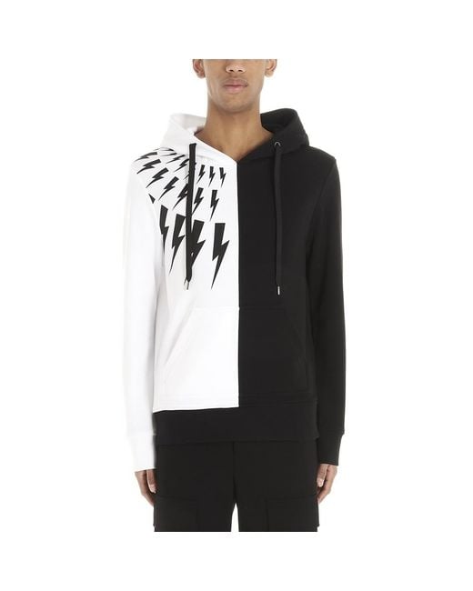 Neil Barrett Black Hooded Matching Color Sweater for men