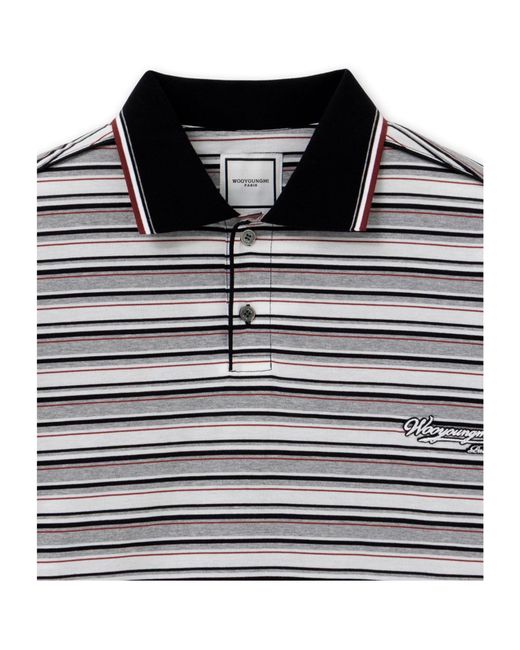 Wooyoungmi Blue Striped Short-Sleeved Polo Shirt for men