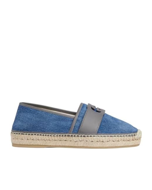 Gucci Blue Cut-Out Logo Denim Espadrillas for men
