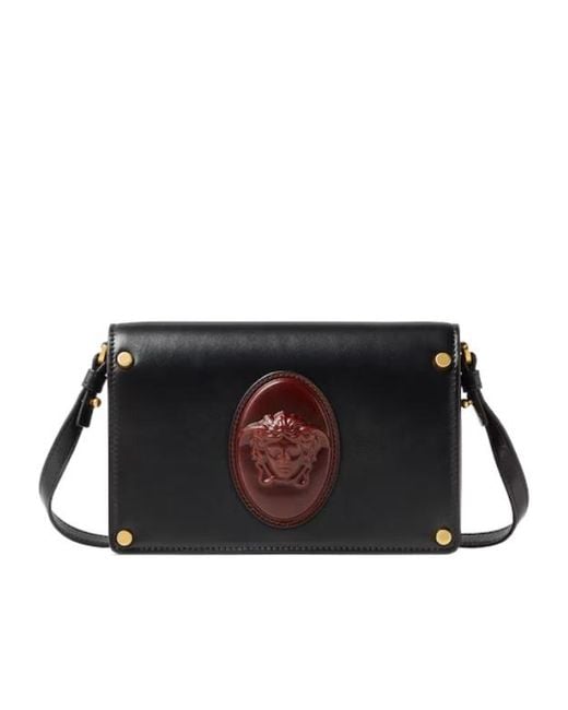 Versace Black Medusa Plaque Leather Mini Bag