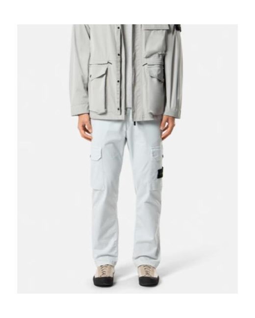 Stone Island White Logo-Patch Cargo Pants for men