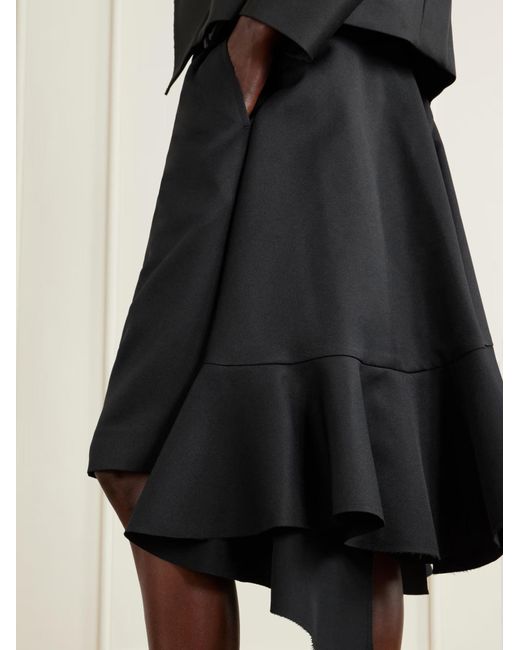 Comme des Garçons Black Wide-Leg Twill Ruffled Shorts