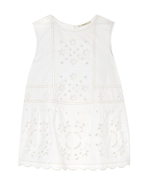 Vita Kin White Olympia Scalloped Broderie Anglaise Cotton-Poplin Top