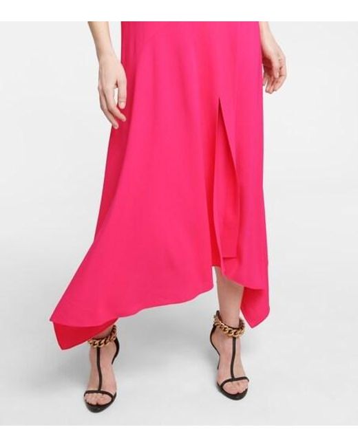 Stella McCartney Pink Handkerchief-Hem Midi Dress
