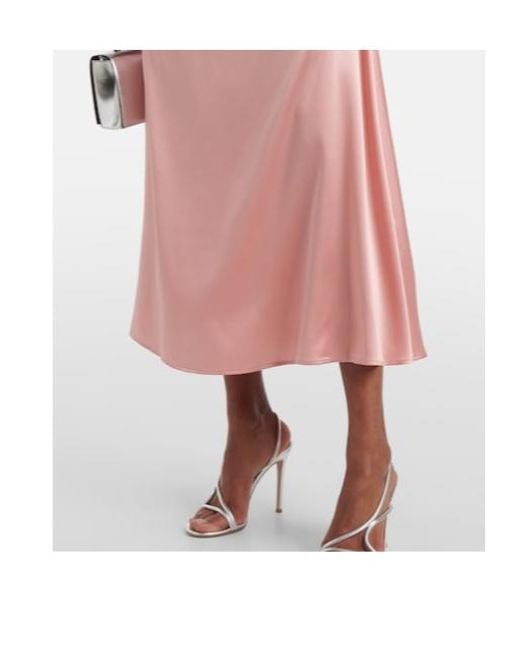 Staud Pink Elyse Silk-Blend Midi Dress