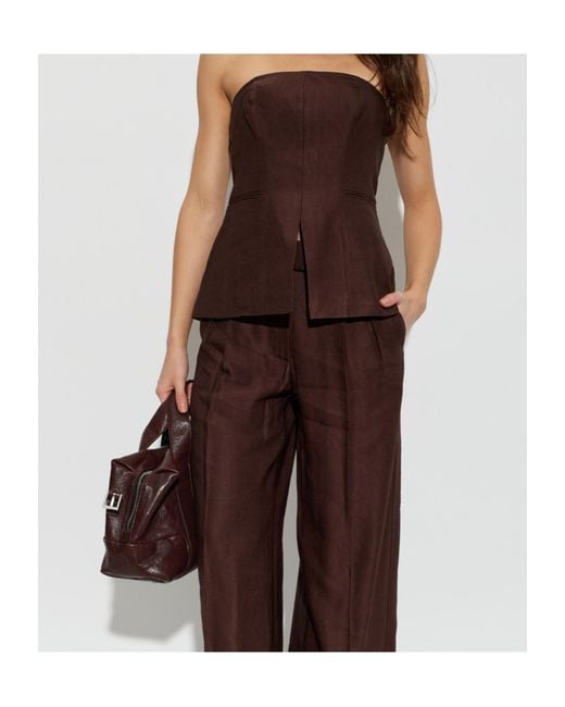 AllSaints Brown Off-Shoulder Top