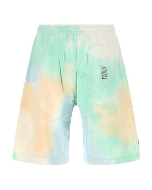 MSGM Blue Fantastic Tie Dye Bermuda Shorts for men