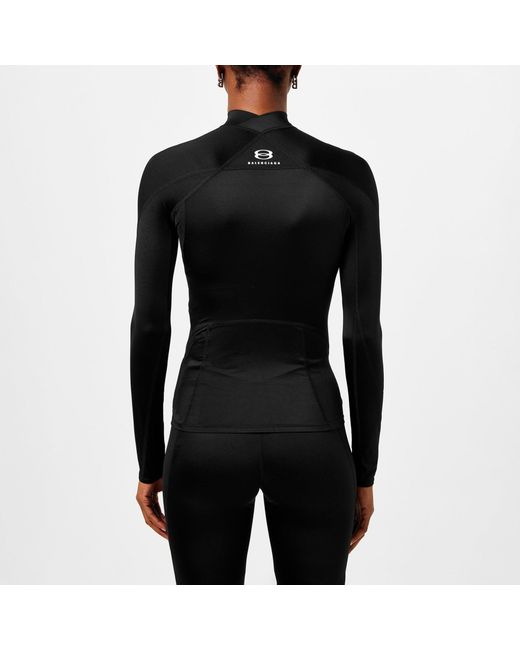 Balenciaga Black Slim Fit High Neck Long Sleeve T-Shirt