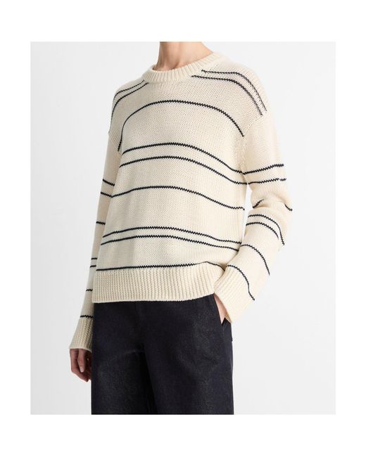 Vince Natural Striped Crew-Neck Sweater