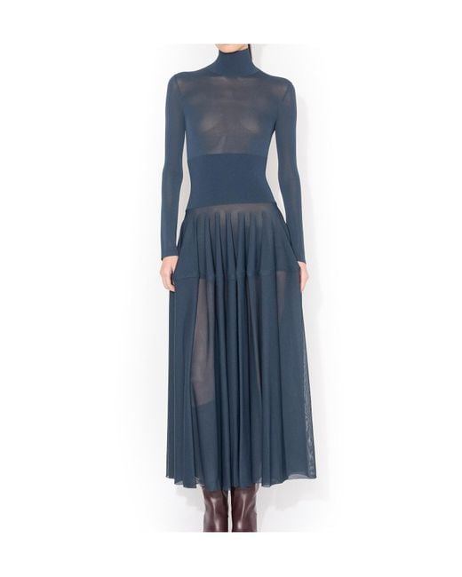Alaïa Blue Peplum Viscose Dress