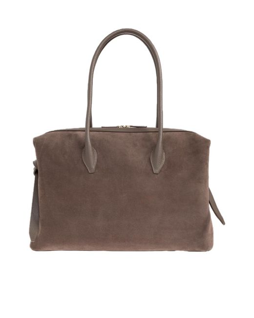 Yuzefi Brown Large Brioche Suede-Leather Duffle Bag