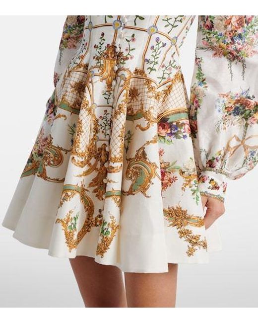 Camilla Natural Floral Linen And Silk Bustier Dress