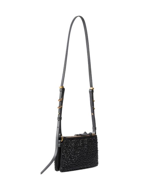 Pinko White Mini Double Bag Fully Embellished Shoulder Bag