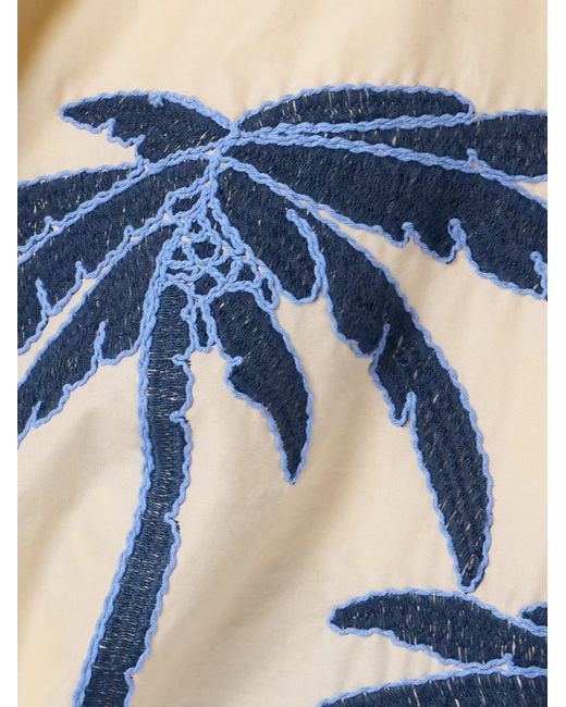 Johanna Ortiz Blue Short Hollow-Embroidered Dress