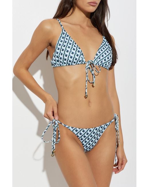 Casablanca Blue Lace-Up Bikini Top