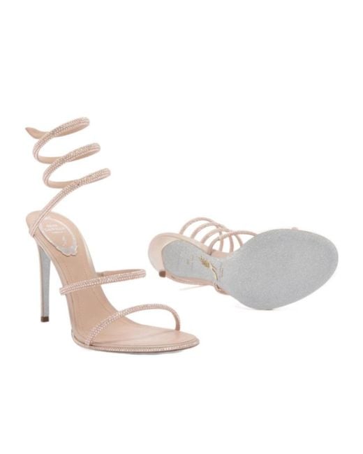 Rene Caovilla White Cleo Crystal-Embellished Sandals