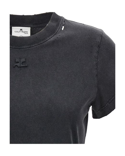 Courreges Black Cotton T-shirt