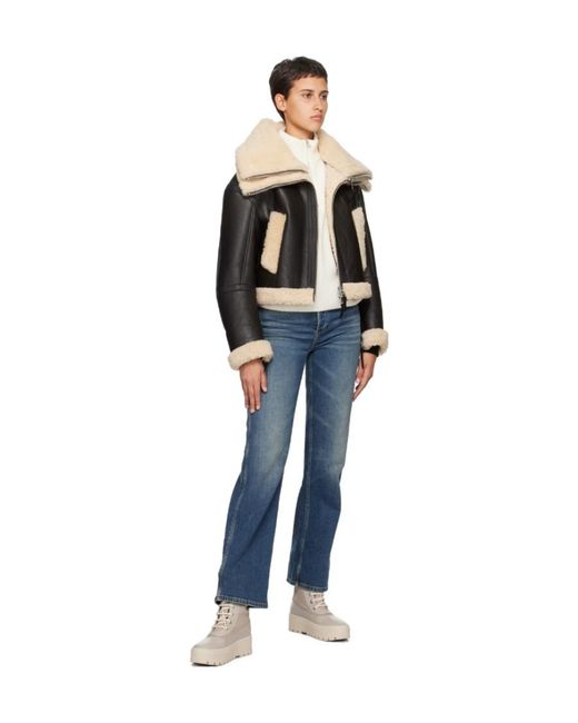 Mackage Black Laminated Design Leather Jacket