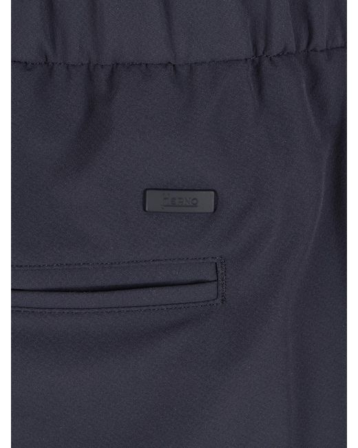 Herno Blue Drawstring Pleated Trousers for men