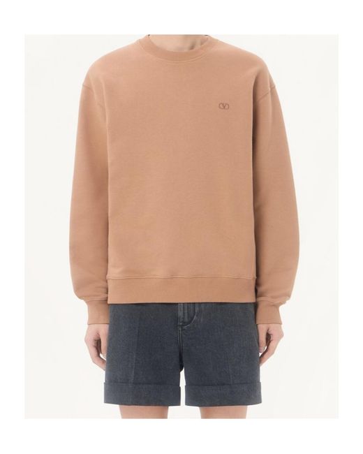 Valentino Natural Cotton Sweatshirt With Vlogo Embroidery for men