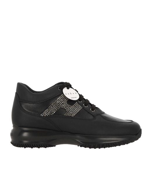 Hogan Black Round-Toe Lace-Up Sneakers