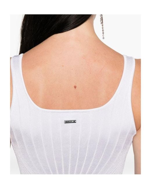 Mugler White Ribbed Tank Top