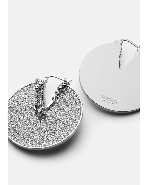 Versace White Rhinestone Round Earrings