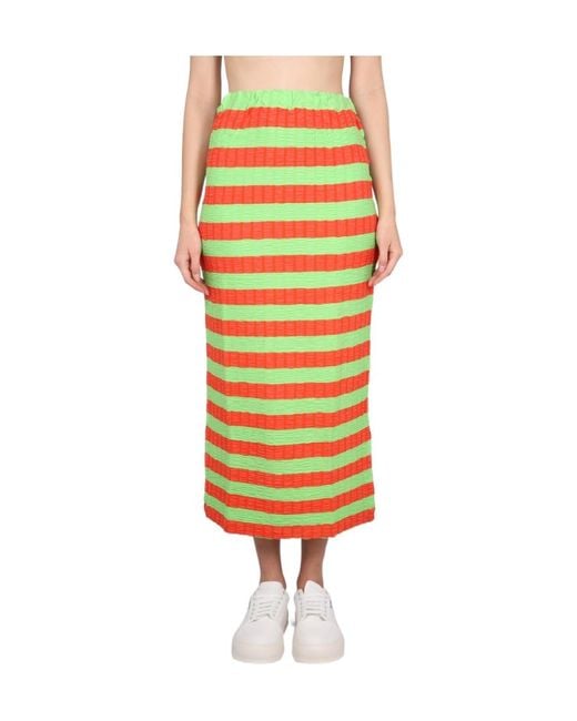 Sunnei Yellow Striped Long Skirt