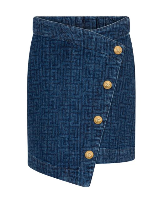 Balmain Blue Asymmetrical Skirt