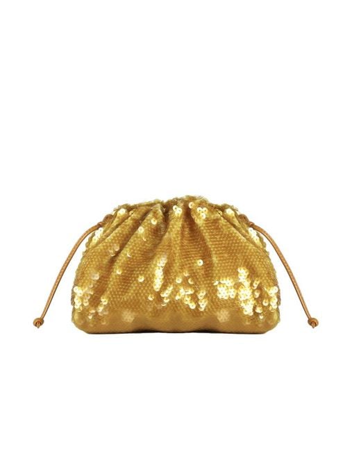 Bottega Veneta Metallic Sequin-Embellished Ruched Crossbody Bag