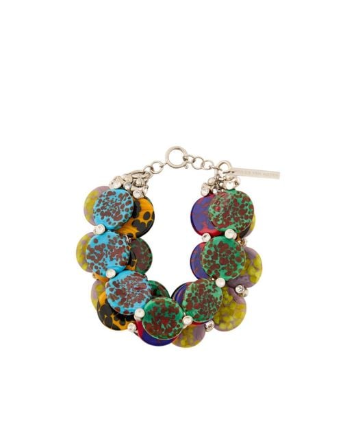 Dries Van Noten Blue Layered Painted Glass And Brass Bracelet