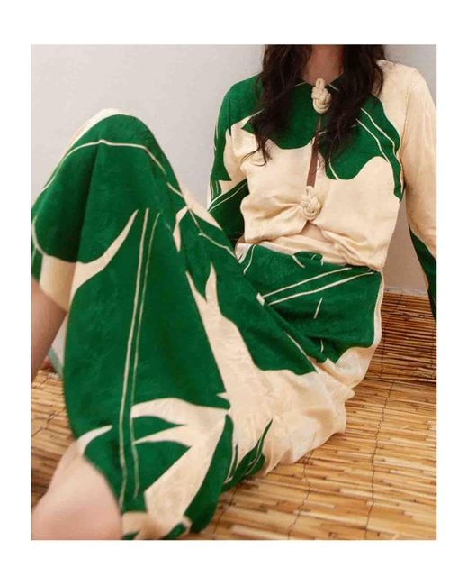 Johanna Ortiz Green Long-Sleeved Dress