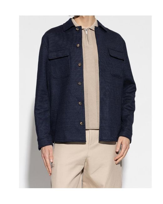 Eleventy Blue Chest Pocket Long-Sleeved Shirt for men