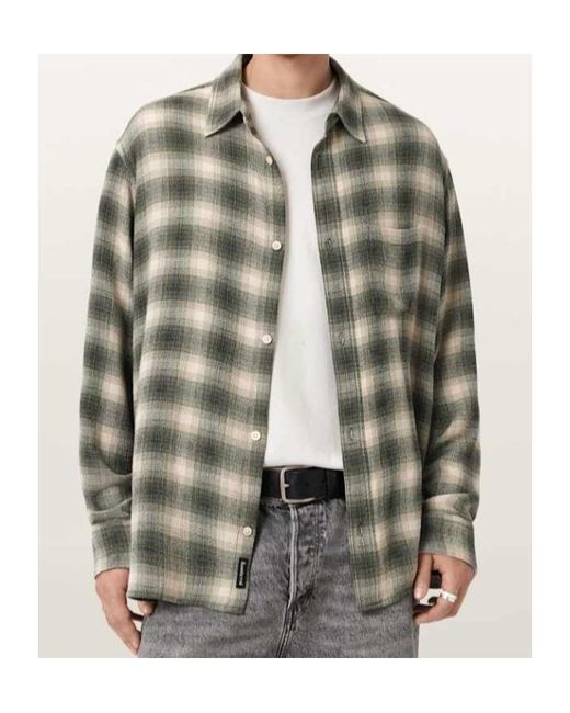 AllSaints Green Lumley Check-Pattern Shirt for men