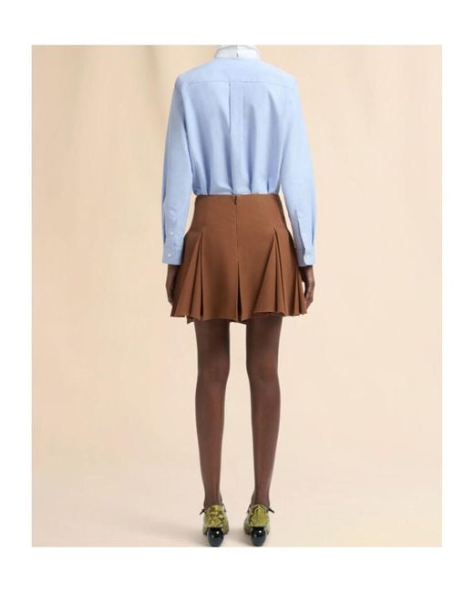 Marni Brown Pleated Mini Skirt