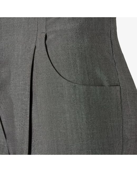 Fendi Gray Wide-Leg Pleated Trousers
